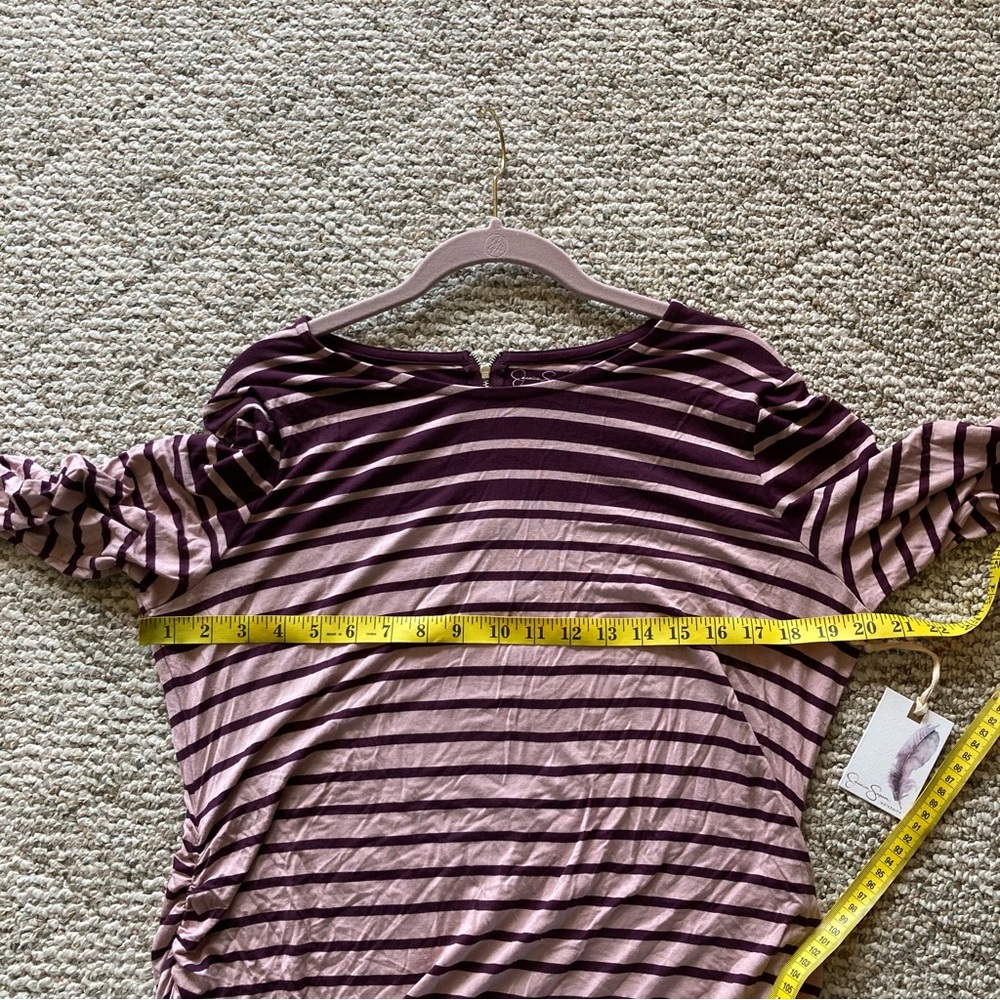 5/$15 NWT Jessica Simpson Pink & Maroon Striped Maternity Tunic Top XL - Picture 7 of 7